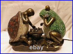 Art Deco Frog & Tortoise Table / Side Lamp Tiffany Crackle Glass. New