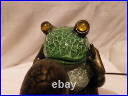 Art Deco Frog & Tortoise Table / Side Lamp Tiffany Crackle Glass. New
