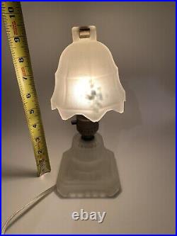 Art Deco Frosted Boudoir Lamp With Shade