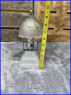 Art Deco Frosted Boudoir Lamp With Shade