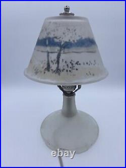 Art Deco Frosted Boudoir Lamp With Shade Houzex