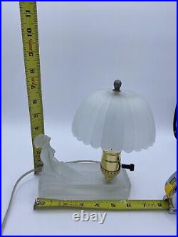 Art Deco Frosted Boudoir Lamp With Shade Houzex