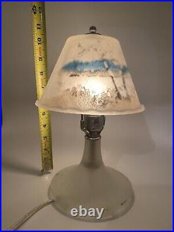 Art Deco Frosted Boudoir Lamp With Shade Houzex