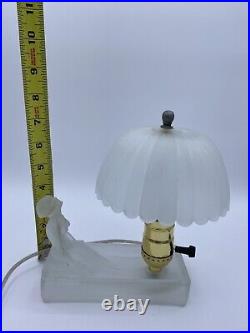 Art Deco Frosted Boudoir Lamp With Shade Houzex