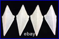Art Deco Frosted Glass Slip Shades Geometric Pattern Set of 4