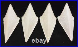 Art Deco Frosted Glass Slip Shades Geometric Pattern Set of 4