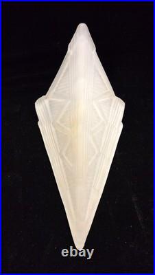Art Deco Frosted Glass Slip Shades Geometric Pattern Set of 4