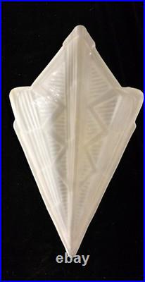 Art Deco Frosted Glass Slip Shades Geometric Pattern Set of 4