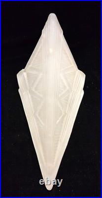 Art Deco Frosted Glass Slip Shades Geometric Pattern Set of 4
