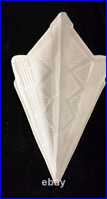 Art Deco Frosted Glass Slip Shades Geometric Pattern Set of 4