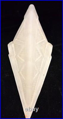 Art Deco Frosted Glass Slip Shades Geometric Pattern Set of 4