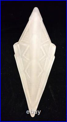 Art Deco Frosted Glass Slip Shades Geometric Pattern Set of 4