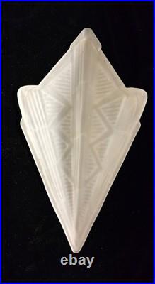 Art Deco Frosted Glass Slip Shades Geometric Pattern Set of 4