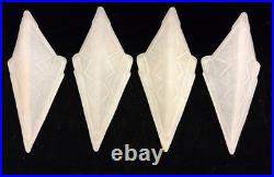 Art Deco Frosted Glass Slip Shades Geometric Pattern Set of 4