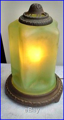 Art Deco Frosted Green Glass Vanity/mood/Night Lamp