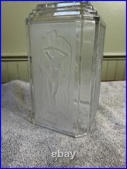 Art Deco Frosted Satin Art Glass Nude Female Figural Lamp shade