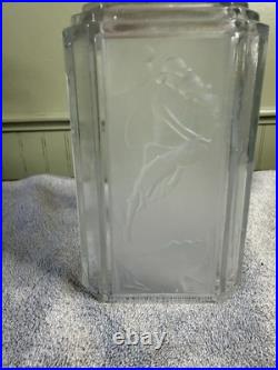 Art Deco Frosted Satin Art Glass Nude Female Figural Lamp shade