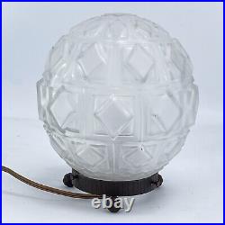 Art Deco Geometric Table Lamp Wrought Iron Ball Lamp, 1930s