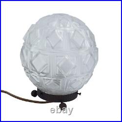 Art Deco Geometric Table Lamp Wrought Iron Ball Lamp, 1930s