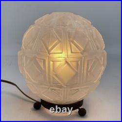 Art Deco Geometric Table Lamp Wrought Iron Ball Lamp, 1930s