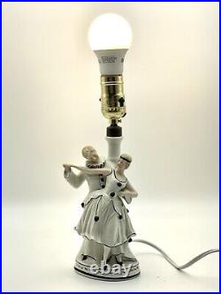 Art Deco German Pierrot Couple Porcelain Lamp Rewired