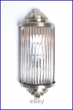 Art Deco Glass Rod Wall Light Bauhaus Lamp Antique Metal &