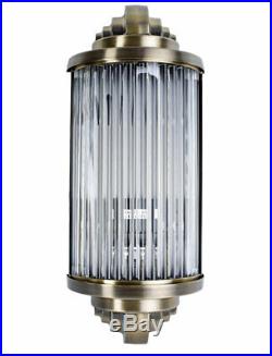 Art Deco Glass Rod Wall Light Bauhaus Lamp Antique Metal &