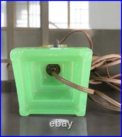 Art Deco Green Cased Glass Table Lampc. 1930 with Original E. Miller Socket