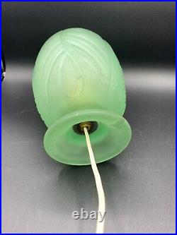 Art Deco Green Frosted Bagley Tulip Lamp