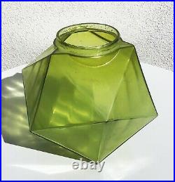 Art Deco Green Glass Geometric Icosahedron Faceted Lamp Light Fixture Shade