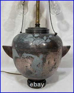 Art Deco Gross & Christensen Lidded Urn Denmark Table Lamp Hercules Pegasus