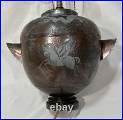 Art Deco Gross & Christensen Lidded Urn Denmark Table Lamp Hercules Pegasus