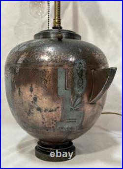 Art Deco Gross & Christensen Lidded Urn Denmark Table Lamp Hercules Pegasus