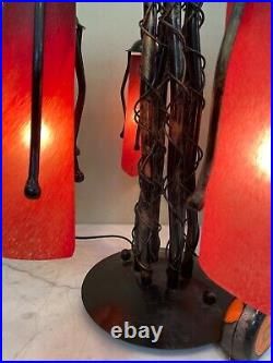 Art Deco Hand-Blown Glass, Bronze Table Lamp, Signed