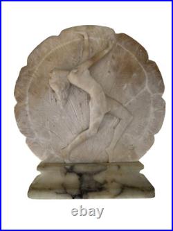 Art Deco Hand Carved Alabaster & Marble Lamp