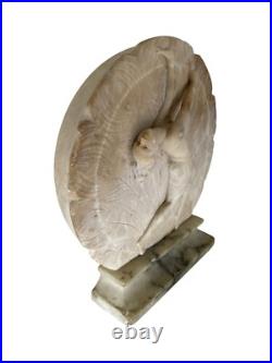 Art Deco Hand Carved Alabaster & Marble Lamp