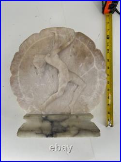 Art Deco Hand Carved Alabaster & Marble Lamp