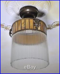 Art Deco Hängelampe Lampe Deckenlampe Glas Leuchte Messing Deckenleuchte Jugends