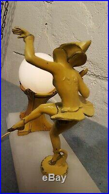 Art Deco Harlequin Dancing Pixie Lamp Gerdago Spelter Figural 1920's 1930's Elf