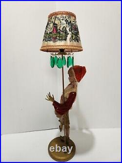 Art Deco Italian Pixie Elf Table Lamp With Shade Vintage Retro 66cm High