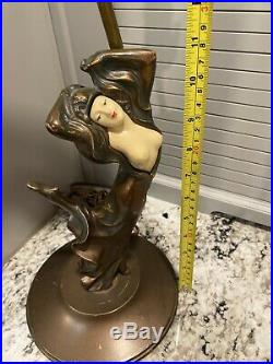 Art Deco J. B. Hirsch Bronze Elegant Lady Dancing Around A Lamp Pole Lamp 19