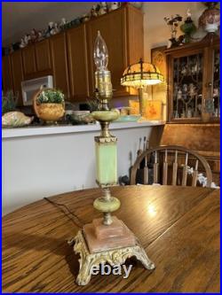 Art Deco Jadite Pink Marble On Base Lamp Table Top Style 3 Uranium PCs Glow