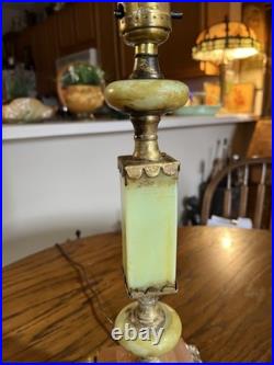 Art Deco Jadite Pink Marble On Base Lamp Table Top Style 3 Uranium PCs Glow