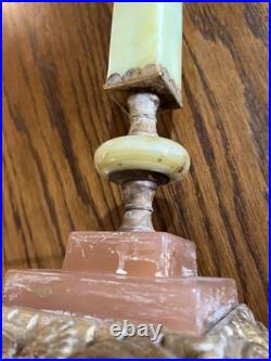 Art Deco Jadite Pink Marble On Base Lamp Table Top Style 3 Uranium PCs Glow