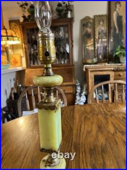 Art Deco Jadite Pink Marble On Base Lamp Table Top Style 3 Uranium PCs Glow