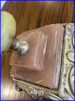 Art Deco Jadite Pink Marble On Base Lamp Table Top Style 3 Uranium PCs Glow
