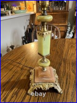 Art Deco Jadite Pink Marble On Base Lamp Table Top Style 3 Uranium PCs Glow