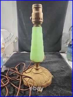 Art Deco Jadite Skyscraper Lamp No Shade 1930s Era Rare