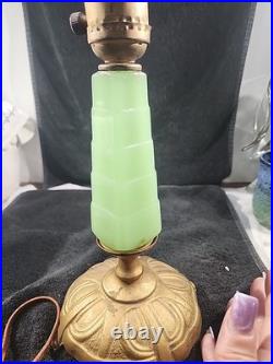 Art Deco Jadite Skyscraper Lamp No Shade 1930s Era Rare