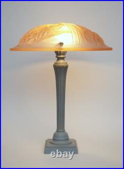 Art Deco Jugendstil Table Lamp BLUE ROSE Light Unique Piece Degué